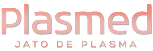Logo Plasmed con color degradado de crema y sombreado