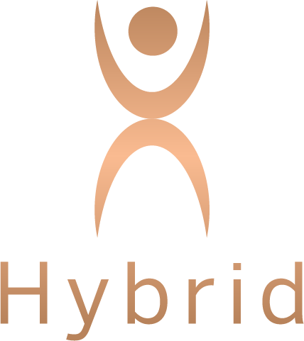 Logotipo de la línea Hybridline en gradiente dorado