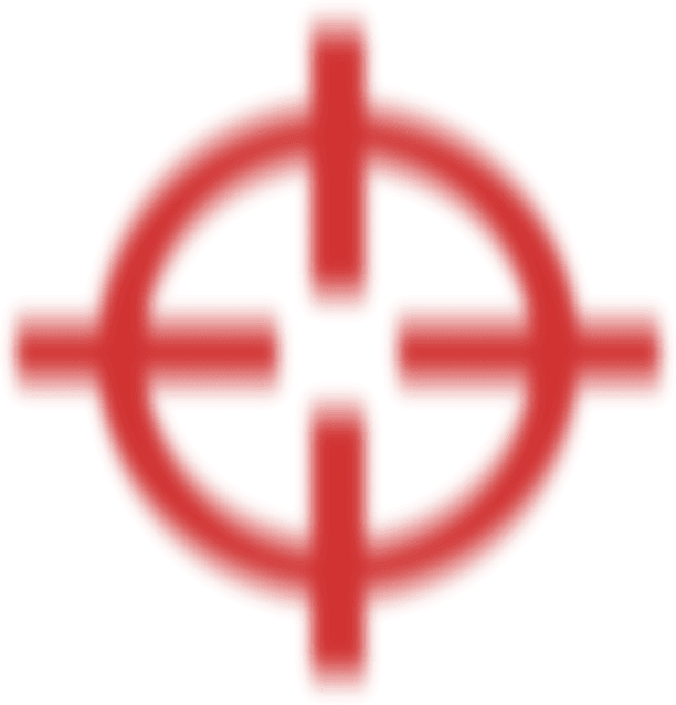 Icono difuminado de un punto de mira o retícula de color rojo